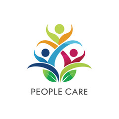 Abstract logo diversity and togetherness people circle community icon vector design unity, family, and teamwork.