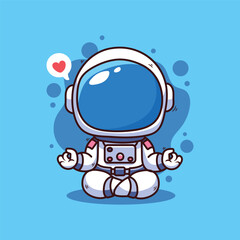 Astronaut cartoon character. Vector illustration in flat design style. Astronout meditation