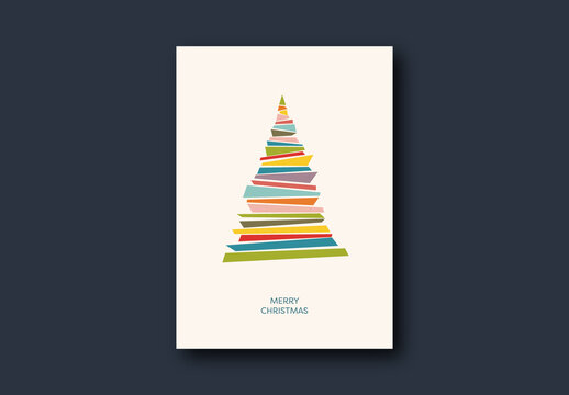 Christmas Card Template Colorful Christmas Tree