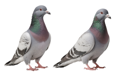 two pigeons isolated on transparent background