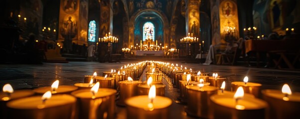 Obraz premium Candles in a Cathedral