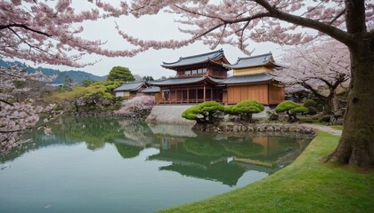 Sakura cherry blossoms in spring japan spring landscape canvas wall art