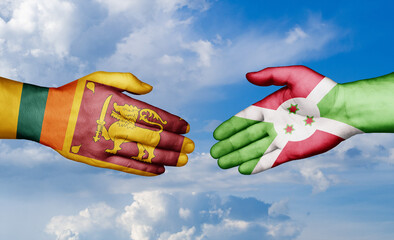 Burundi and Sri Lanka country handshaking with flags, consensus concept international co-operation illustration