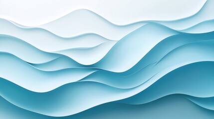 Fototapeta premium Wavy lines in shades of blue and white flowing across the background, creating a smooth, abstract ocean-inspired scene.
