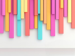 Obraz premium A vibrant abstract composition featuring colorful strips against a white background, perfect for modern design projects.