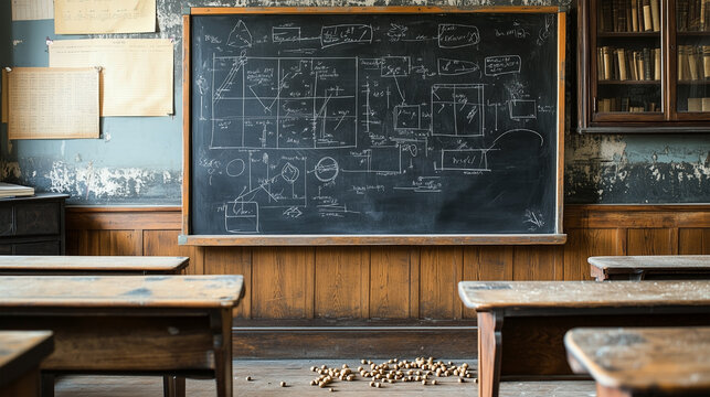 A blackboard with a diagram on it