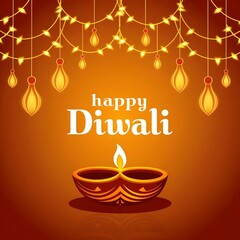Naklejka premium Free Photo Happy Diwali festival banner background illustration generative ai 