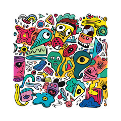 Fototapeta premium Monster Hand Drawn Doodle Vector Design