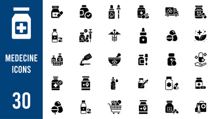 Medicine flat Icon set.