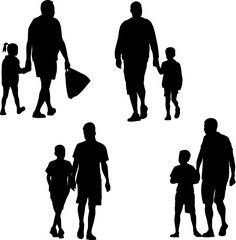 silhouettes going man with child 