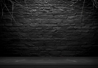 Dark Background with Brick Wall and Spider Webs