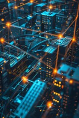 Top view of a network under cyber protection.