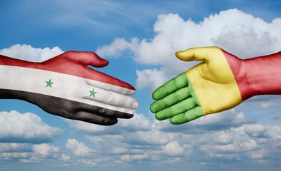 Mali and Syrian country handshaking with flags, consensus concept international co-operation illustration