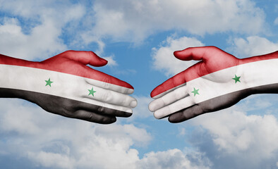 Syrian country handshaking with flags, consensus concept international co-operation illustration