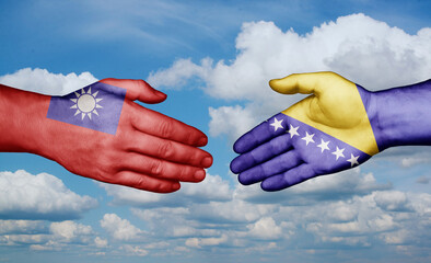 Taiwan and Bosnia and Herzegovina country handshaking consensus concept international co-operation illustration