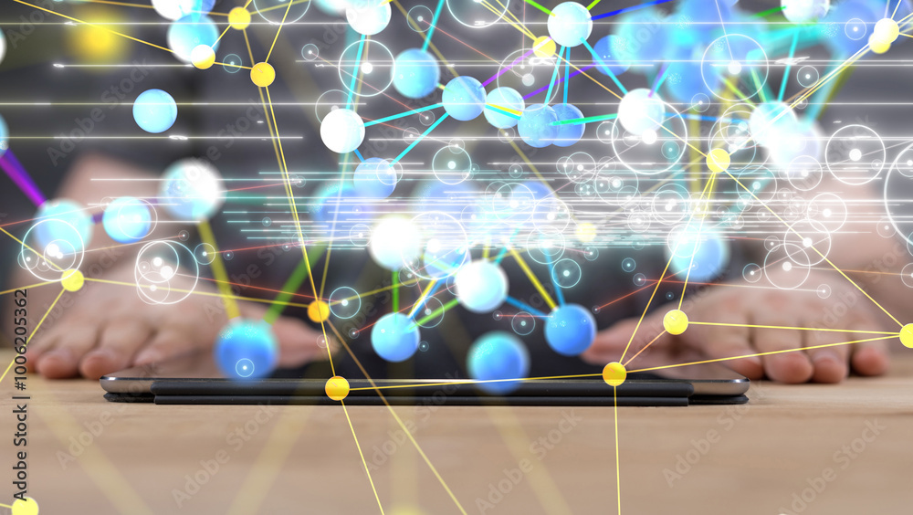 Poster conference Digital Network and data concept 3d