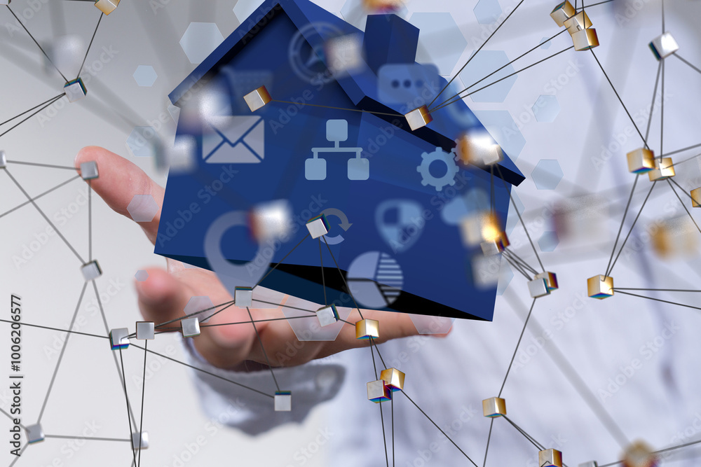 Poster house. data big data visualization background.abstract technology