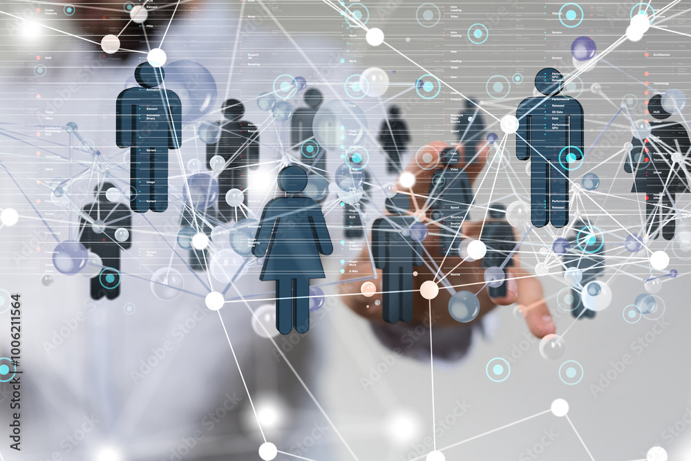 Fototapete global network. blockchain. 3d illustration. neural networks and artificial intelligence. abstract