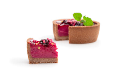 Small cakes with currant isolated on white