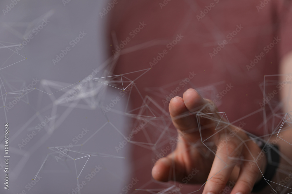 Poster touch futuristic wave, futuristic data stream