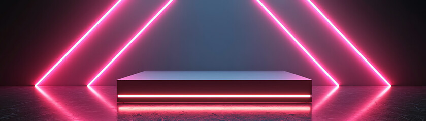 Naklejka premium Neon light stage design, modern digital background.