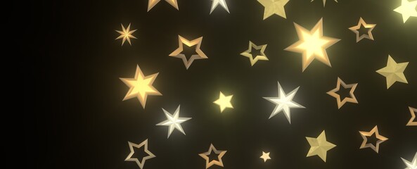 Gilded Wonder: Explore the Magic of a 3D Gold Stars Rain