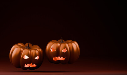 Halloween Jack-o'-Lanterns Floating on a Dark Background