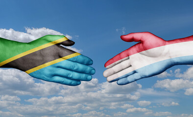 Luxembourg and Tanzania country handshaking with flags, consensus concept international co-operation illustration