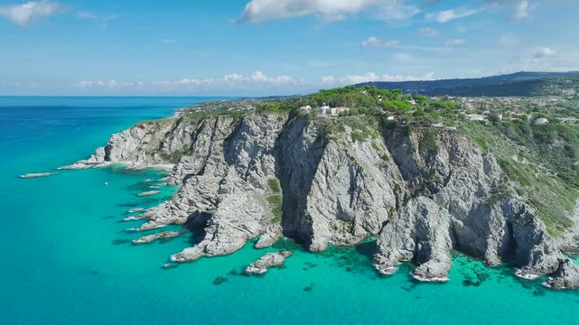 Capo Vaticano from a drone, Ricadi in Calabria, Italy, Europe