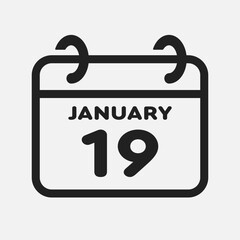 Icon page calendar day - 19 January