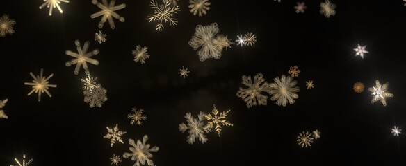 Winter Snow Symphony: Captivating 3D Illustration of Descending Snowflakes for Christmas