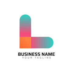 L abstract modern minimalist premium typography 3d colorful letter logo design template
