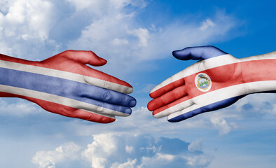 Costa Rico and Thailand country handshaking with flags, consensus concept international co-operation illustration