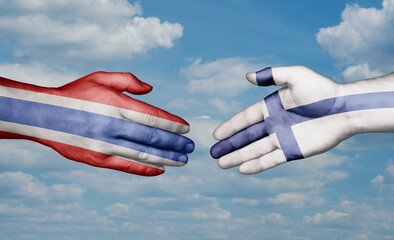 Finland and Thailand country handshaking with flags, consensus concept international co-operation illustration