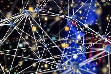 Global network. Blockchain. 3D illustration. Neural networks and artificial intelligence. Abstract