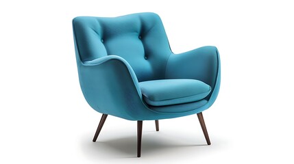 Obraz premium Modern textile blue chair isolated on white background