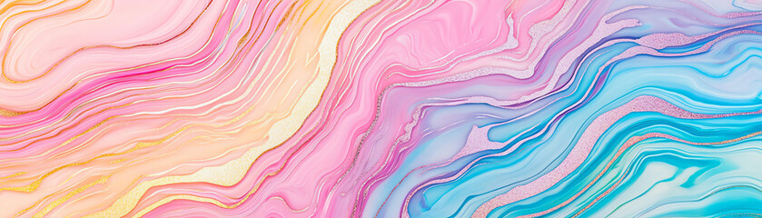 Colorful abstract background with swirling pastel patterns.