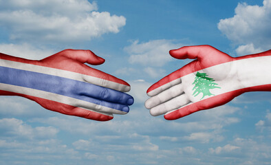 Lebanon and Thailand country handshaking with flags, consensus concept international co-operation illustration