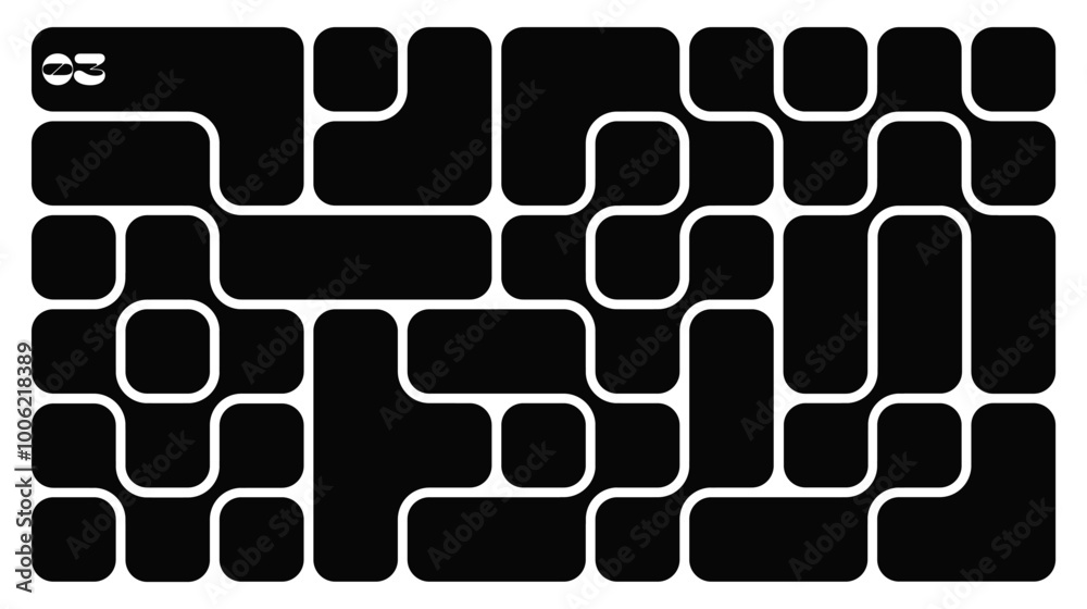 Wall mural abstract composition of bold rounded rectangle connected to each other. liquid shapes in a seamless 