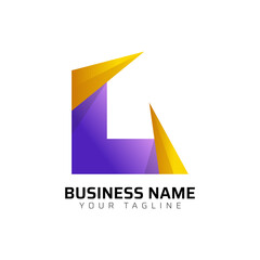 L abstract modern minimalist premium typography 3d colorful letter logo design template
