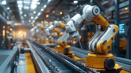 industry 40 factory with industrial engineer working alongside automation robot arms intelligent manufacturing concept 3d rendering