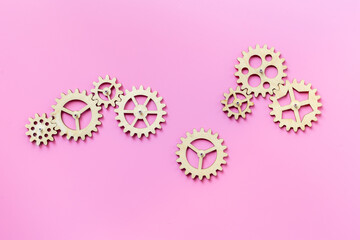 Gears chain beak as a symbol of problem in teamwork and business automation