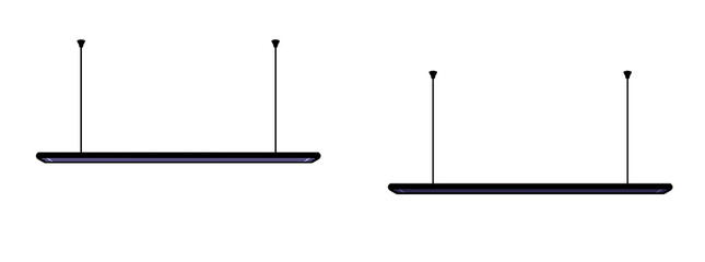 Drawing of a fluorescent ultraviolet lamp, side view. On isolated transparent background.