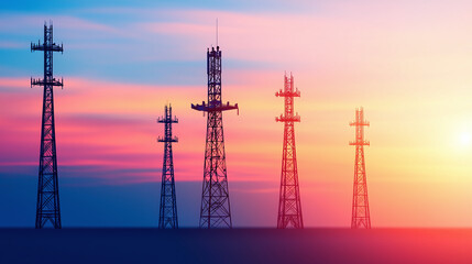 Fototapeta premium an antenna array at sunset
