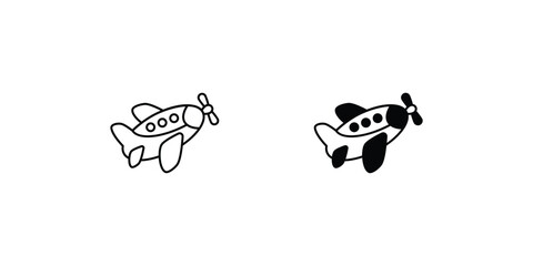 aeroplane set icon with white background vector stock illustration