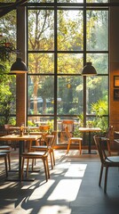 Obraz premium High-quality photo of an empty room with natural light and large windows