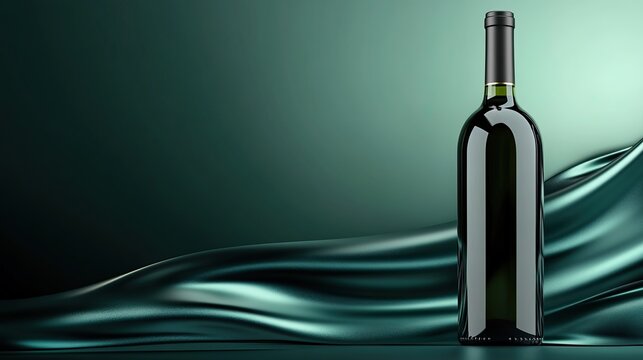 Elegant wine bottle with smooth flowing background, perfect for showcasing beverage brands.