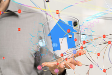 Obraz premium house. data Big data visualization background.Abstract technology - 3d