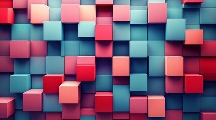 Abstract colorful cubes forming three-dimensional background