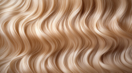 Curly blond hair closeup, no face. Back view of beautiful blond woman with long wavy hair.